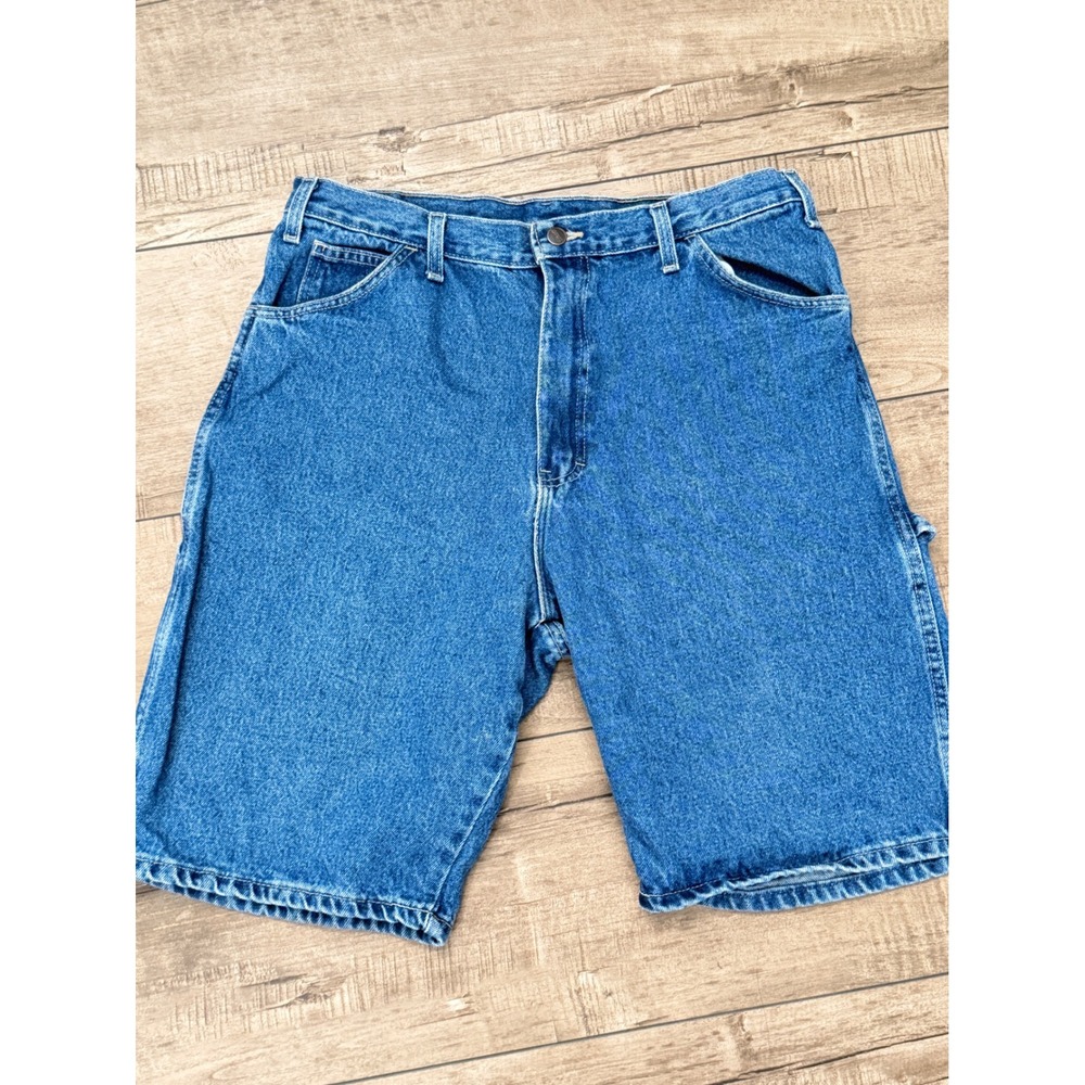 Genuine Dickies Mens Relaxed Fit Denim Carpenter Shorts Blue jorts cargo Size 34